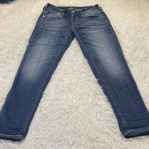 American Eagle TOMGIRL Blue Jeans WOMENS SIZE 00 SKINNY BUTTON FLY